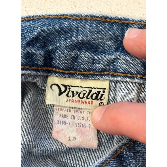 Vintage Vivaldi Jeanswear Women's Denim Maxi Skirt Blue Size 10 Back Slit USA - Picture 4 of 6